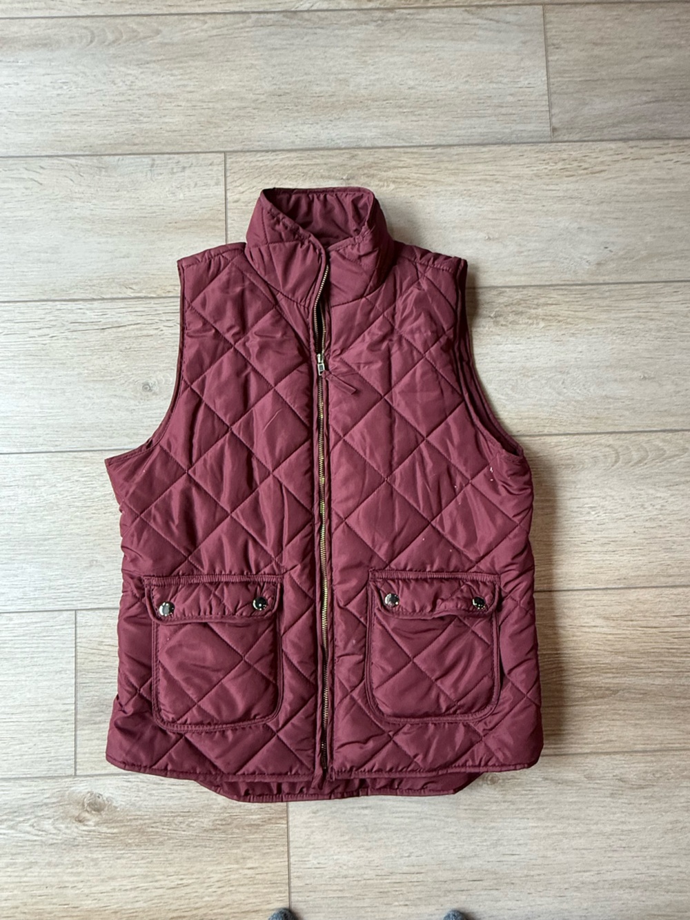 Thread & Supply Quilted Puffer Vest in Burgundy